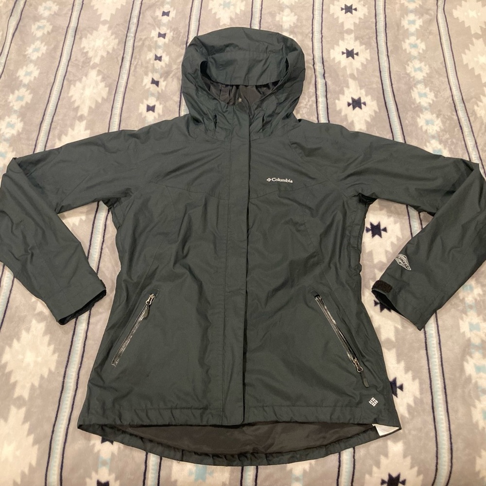 Columbia Dark Emerald Green Waterproof Rain Jacket